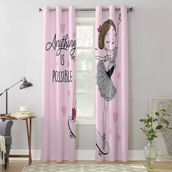 Балерина Оконная занавеска для детской комнаты Домашние жалюзи Шторы для гостиной Спальня Оконные занавески 135W x 60H(cm) x1