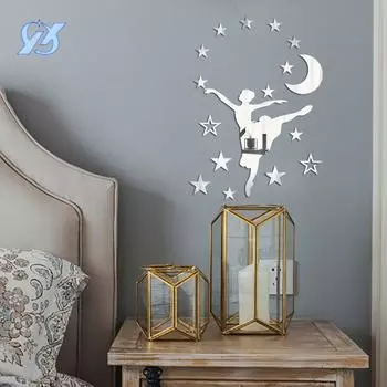 Балерина Звезда Луна 1 мм Акриловая Наклейка На Стену Комната Спальня Наклейка На Стену