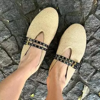 Балетки Мэри Джейн из тканой рафии, желто-коричневая женская обувь для подиума, Zapatillas De Mujer 2024, мокасины, дизайнерские лоферы Tenis Femimino 43 35