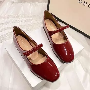 Балетки Мэри Джейн весна-осень женская обувь повседневная бабочка квадратный носок женские красные балетки для вечеринки свадебные одинарные туфли 34