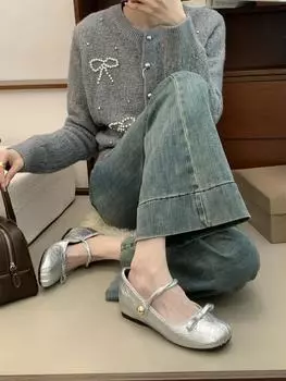 Балетки на плоской подошве Модная женская обувь Повседневные кроссовки с круглым носком Удобные туфли для вечеринок Ретро-стиль для отдыха Mujer 35