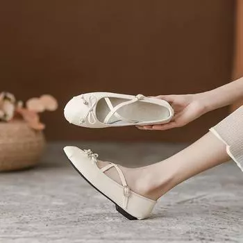 Балетки на плоской подошве Туфли Мэри Джейн женские 35 чёрный