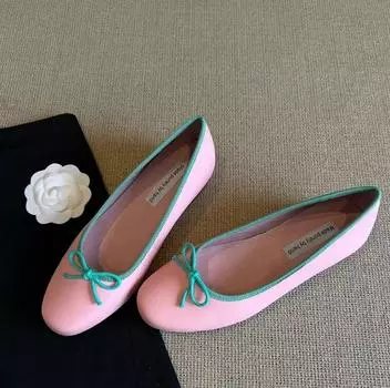 Балетки с французским бантом, серебристые, женские, 2025, новые туфли на одной педали, с круглым носком, с легким ртом, на плоской подошве, одинарные женские туфли 35 розовый