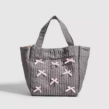 Балетки с милым бантом, симпатичный вертикальный узор, стирать хлопок, ленивый, все, повседневная сумка для хранения, сумка для мамы