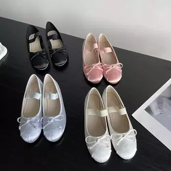 Балетки, женская обувь 43, туфли Мэри Джейн, женская обувь с круглым носком, шелковые атласные туфли на плоской подошве с бантом, женская обувь, большие размеры 33-43, Валентина 35
