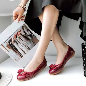 Балетки женские 2024 женские мягкие ПУ кожаные туфли без застежек складные туфли с круглым носком лоферы женские балетки для девочек 36