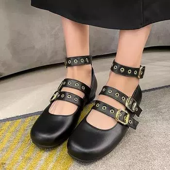 Балетки женские из мягкой кожи, на шнуровке с бантом, неглубокая металлическая отделка ремня, автомобильная строчка, перекрестные ремни, пряжка для ремня 35 чёрный