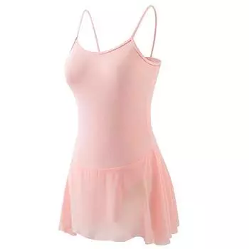 Балетный купальник с юбкой из тюля - Дизайн на бретелях для катания на коньках и гимнастики M розовый