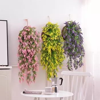 Балкон настенный искусственный завод листья цветы лаванды домашний свадебный декор розовый