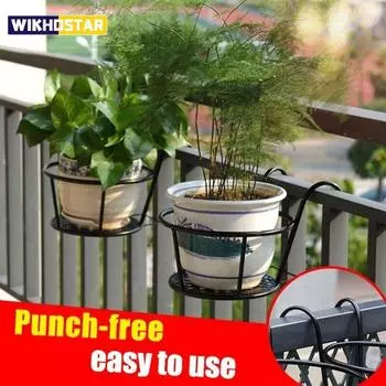 Балконная стойка для цветов, кашпо, европейская железная стойка для горшков с перилами, подвесной подоконник, подвесная орхидея, зеленая настенная полка Bronze 18x12x22