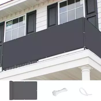 Балконное ограждение для конфиденциальности экрана, 70% защита от ультрафиолета, водонепроницаемая тканевая настилка 2.3ft*10ft темно-серого