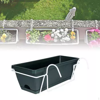 Балконный горшок для растений Садовый держатель для растений Дренажные отверстия Вешалка для окна Подвесной цветочный горшок Съемный поднос Light Gray