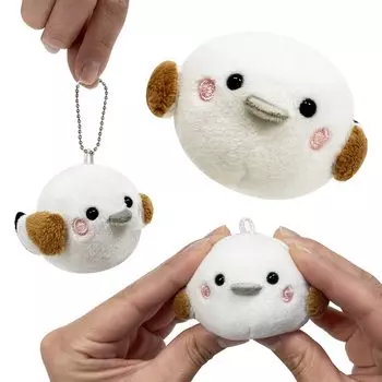 Ball Chain Keychain Plush Toy Mascot Shimaenaga Kotori Small Bird Soft and Fluffy Set of [Kinagani Shimaenaga] (Ball Chain, 3)
