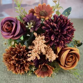 Ball Chrysanthemum Simulation Daisy Silk Fake Sunflower Bouquet Festival Favors