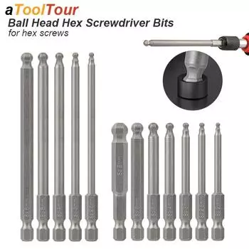 Ball End Hex Screwdriver Bit Set Magnetic Hexagon Head Allen Wrench Metric Screw Driver Drill Tip Adapter Precision Bat Tool