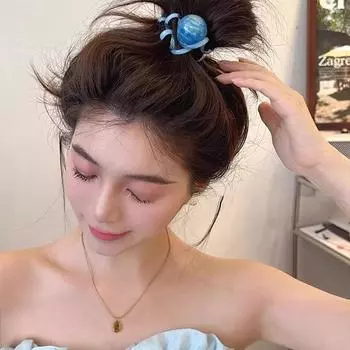 Ball Spiral Coil Hair Rope Acrylic Stretch Hair Loop Telephone Wire Elastic Hair Bands Platform Style D