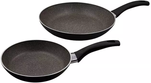 Ballarini Frying Pan 2pc Set x Made in Amazon Limited Set For Gas Fire Only Granitium 5 Layer Coating 4 Year Warranty Japanese Pavia (20cm 28cm)