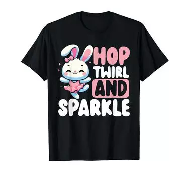 Ballerina Bunny Cute Ballet Dance Rabbit Girls Kids T-shirt чёрный