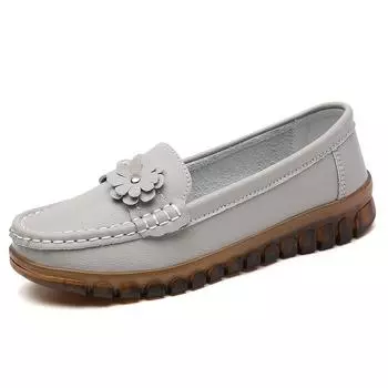 Ballerina Flats Comfortable non-slip women s casual shoes Leather flats Elegant floral single shoes Mother s shoes 35