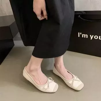 Ballet Doudou shoes 2025 new summer retro gentle temperament fairy one foot soft flat bottom shallow mouth single shoes 35 чёрный