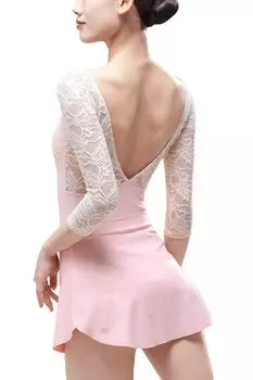 Ballet Lace D042 Peach 170 [s.lemon] Leotard, 3/4 Sleeves, Adult,