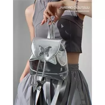 Ballet niche design 2024 backpack backpack schoolbag cute bow shoulder large capacity women s bag серебряный