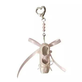 Ballet Shoe Keychain Pendant Sweet Bowknot Charm Dance Shoes Hanging Ornament Keyring Backpack Decoration for Women Girl 1 розовый