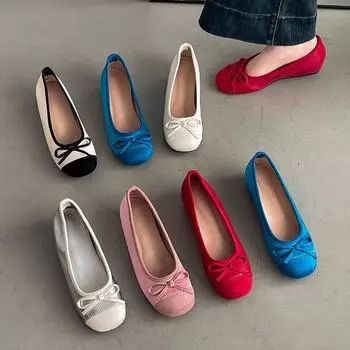 Ballet shoes women s spring and summer new bow flats shallow casual single shoes temperament with skirt evening breeze 35