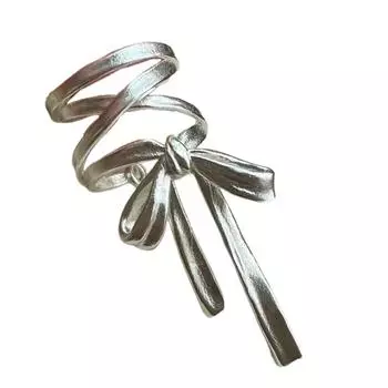 Ballet Style Bowknot Rings Exquisite Butterfly Knot Open Rings Trend Finger Fashionable Jewelry Rings Accessory for Girl серебряный