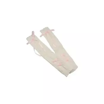 Ballet Style Knitted Bow Arm Sleeves Elastic Half Finger Long Gloves Soft Arm Warmers Girl Party белый/розовый