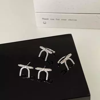 Ballet Style Super Flash Full Diamond Bow Stud Earrings Women S Small Exquisite Personality Fashion Trend Temperament Earrings