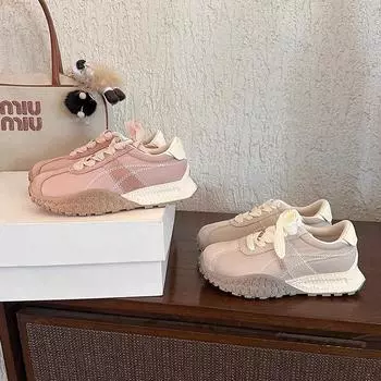 Ballet style thick-soled inner height-increasing Forrest Gump shoes for women s 2025 new small height-increasing and thin casual sports shoes 35 розовый