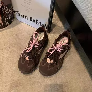 Ballet thick-soled inner height-increasing leather soft-soled German training board shoes 2025 spring and autumn new sports style casual Forrest Gump 35