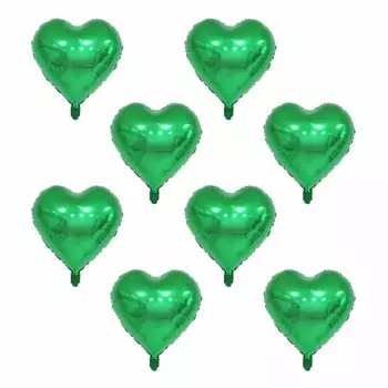 Balloon Heart-shaped Aluminum Balloon Set of 8 Heart 34cm (Set of 8 Balloons, Green)