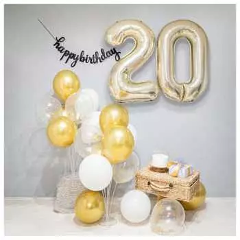 [Balloon Shop] 20th Birthday Number Balloon Stylish Decoration Commemorative Photo Girl Boy Adult 20 Years Old Adult Surprise Luxury Japanese Dress Pr