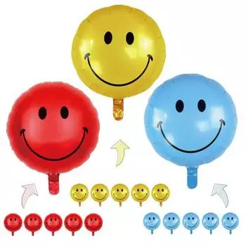 [Balloon Shop] Smile 15 Pieces Aluminum Balloons for Children Fun Bright Smile America USA Smile Birthday Smiley Party Commemorative Balloons for Chil