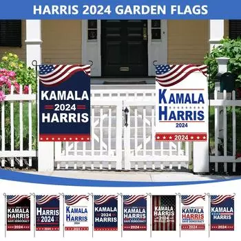 Баллотироваться на пост президента 2024 Садовый флаг Двусторонний дворовый флаг Внутренний наружный баннер Домашний декор One Size