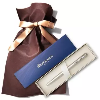 Ballpoint Pen Luxury Gift Waterman Allure Retractable Ballpoint Pen with Special Wrapping Bag Gift Boxed Ballpoint Pen (Stainless Steel)