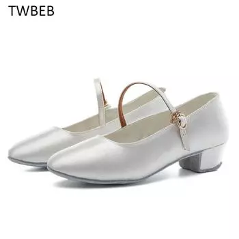 Бальные вечерние женские современные танцевальные туфли атласные вальс танго танцы закрытый носок сальса туфли для девочек дамы 34
