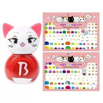 Bally Kids Nail Kitten Red Ping + детский набор наклеек для ногтей, случайная доставка, 1 комплект