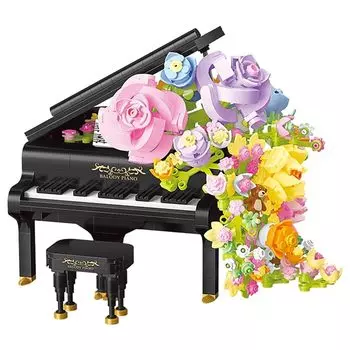 BALODY блок музыкальный инструмент цветок строительные блоки мини блок творчество ребенок DIY подарок сборка подарок (пианино)