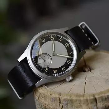 Baltany Tuxedo Ретро часы 36 мм Sub Second 60 s Мини Популярные деловые часы Наручные часы из нержавеющей стали с кожаным ремешком
