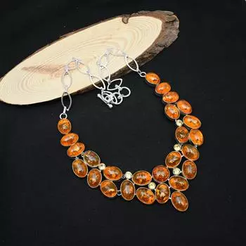 Балтийский янтарь, ювелирные изделия из драгоценных камней цитрин, ювелирные изделия из стерлингового серебра 925 пробы, гламурные ювелирные изделия ручной работы, серебряное колье-цепочка для женщин Adjustable With 18 Inches жёлтый