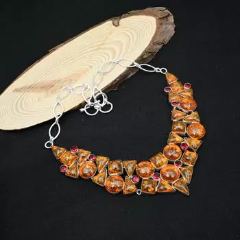 Балтийский янтарь, гранатовое ожерелье из драгоценных камней, 925 пробы стерлингового серебра, ручная работа, привлекательное ожерелье для свадебного подарка Adjustable With 18 Inches жёлтый