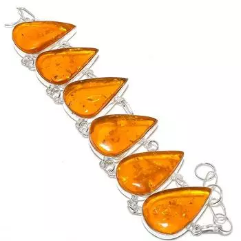 Baltic Amber Gemstone Handmade 925 Sterling Silver Bracelet7-8 c0h13