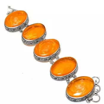 Baltic Amber Gemstone Handmade 925 Sterling Silver Bracelet7-8 j5b52