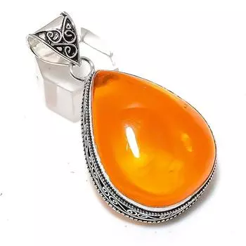 Baltic Amber Gemstone Handmade 925 Sterling Silver Jewelry Pendant 2.36 Y0I33