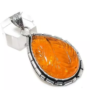Baltic Amber Gemstone Handmade 925 Sterling Silver Jewelry Pendant 2.17 Q9J98