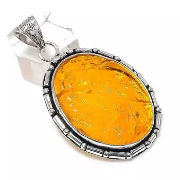 Baltic Amber Gemstone Handmade 925 Sterling Silver Jewelry Pendant 2.17 C8H65
