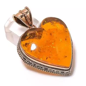 Baltic Amber Handmade Copper Jewelry Pendant 1.97 e0a45